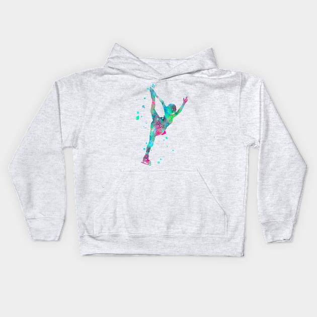 Figure Skating Watercolor Painting 4 Kids Hoodie by Miao Miao Design